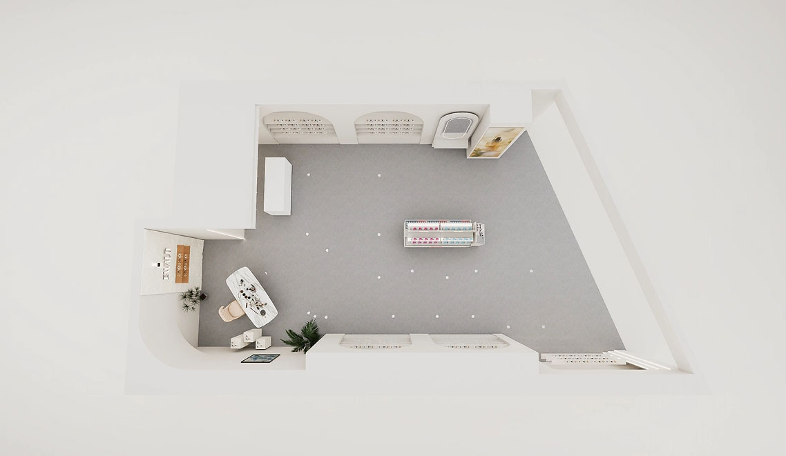 45平米鄭州化妝品店鋪直播間設(shè)計效果圖