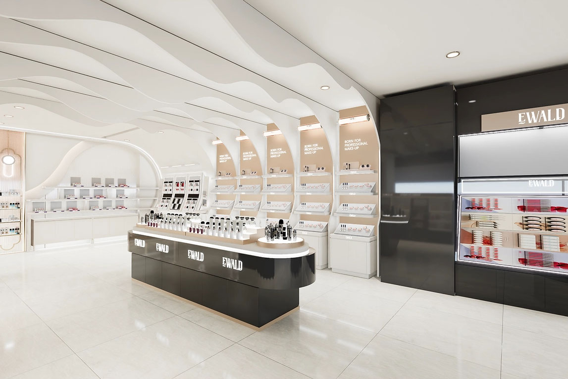 90平米鄭州化妝品店直播間設(shè)計效果圖